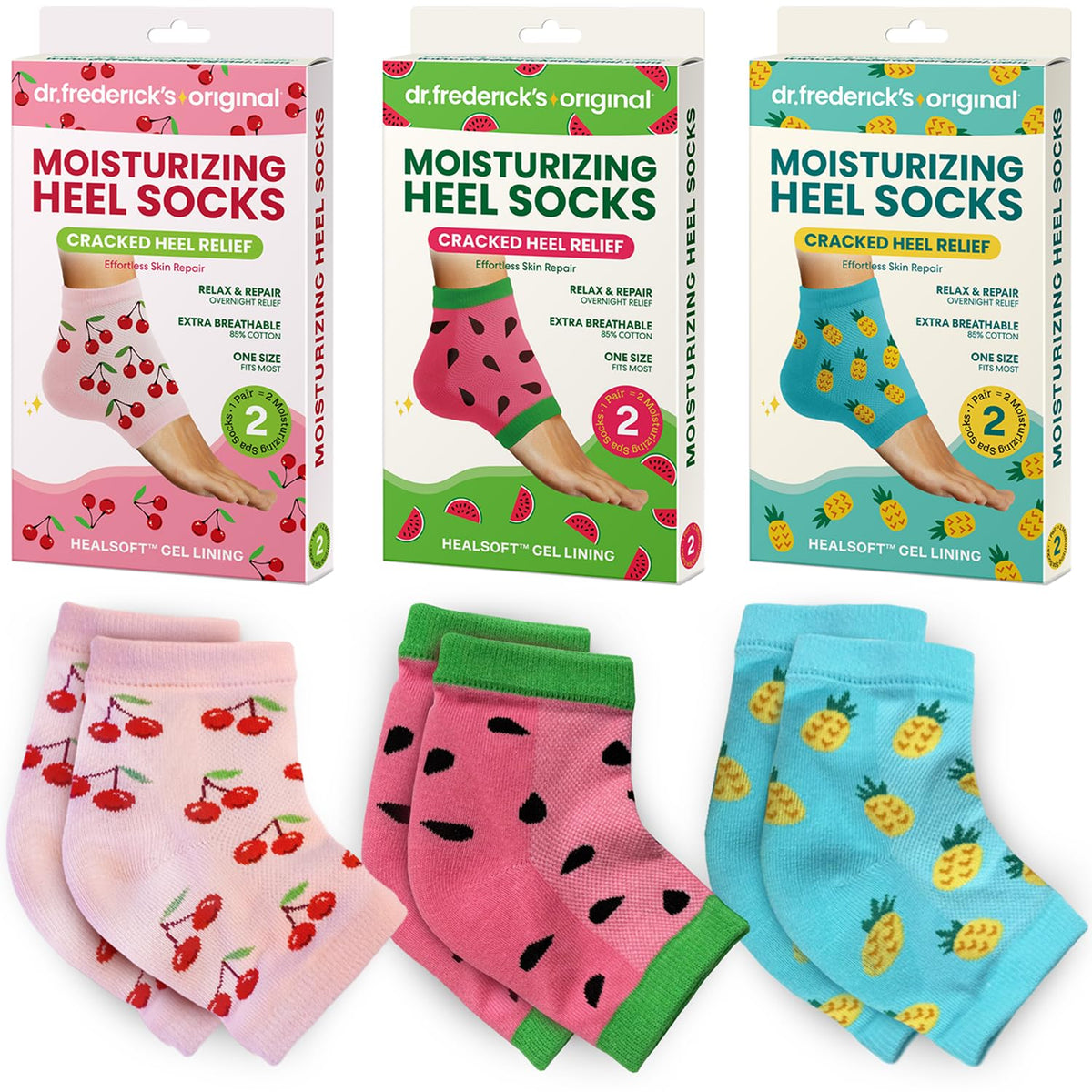 Dr. Frederick's Original chaussettes talons hydratants utilisées nocturne pour hydratation profonde