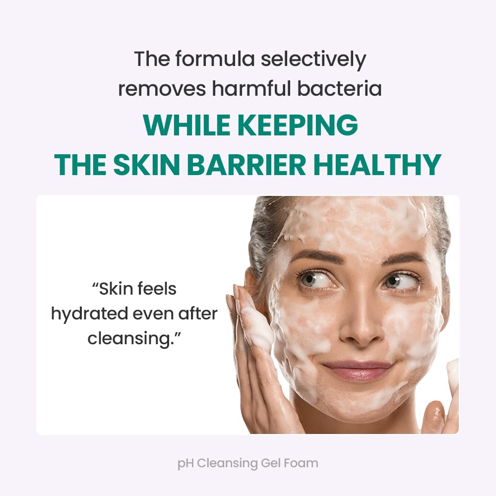 Dr.G pH Gel Foam muestra burbujas suaves para una limpieza hidratante.