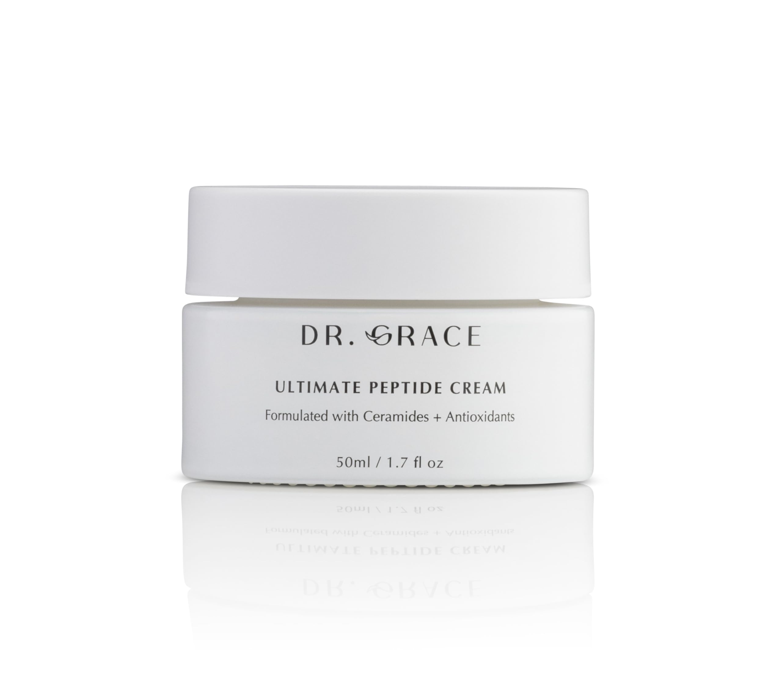 Dr. Grace Crema de Péptidos, bote elegante, hidratación duradera para la piel.