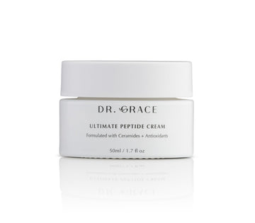 Dr. Grace Crema de Péptidos, bote elegante, hidratación duradera para la piel.