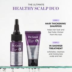Shampoo engrosante Dr. Groot en botella, aporta cuerpo desde la raíz.