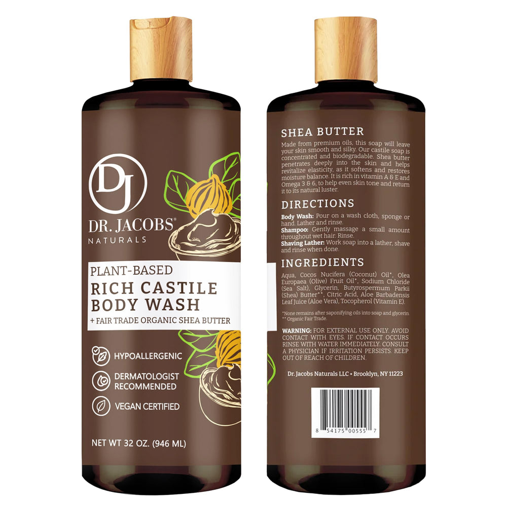 Shea Butter Wash pump shows nourishing, moisturizing lather after shower.