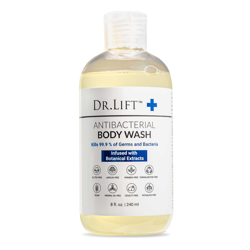 DR. LIFT Jabón Cuerpo Antibacteriano: frasco en ducha, limpieza suave para la piel.