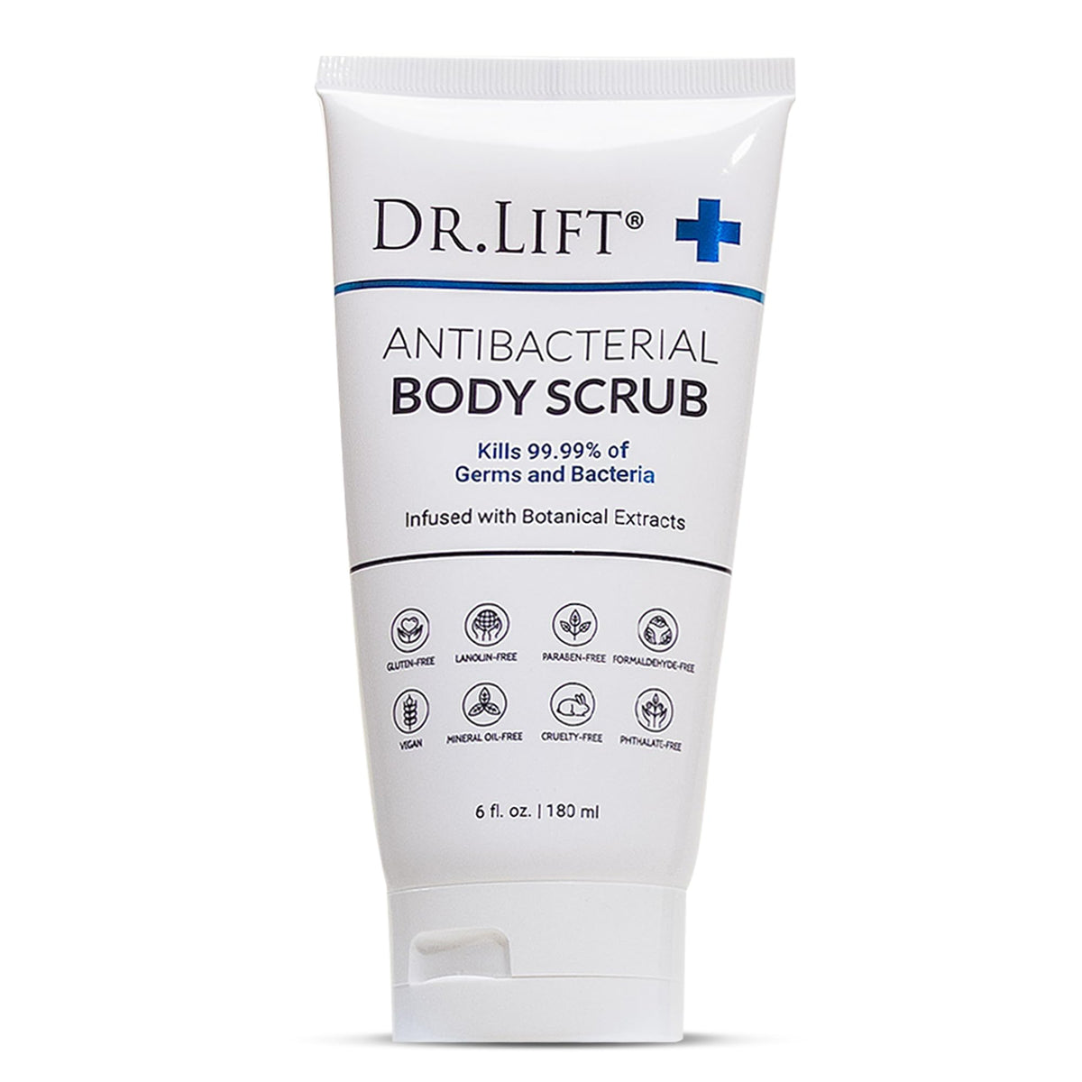 DR. LIFT exfoliante corporal en bote, sensación suave que deja la piel fresca.