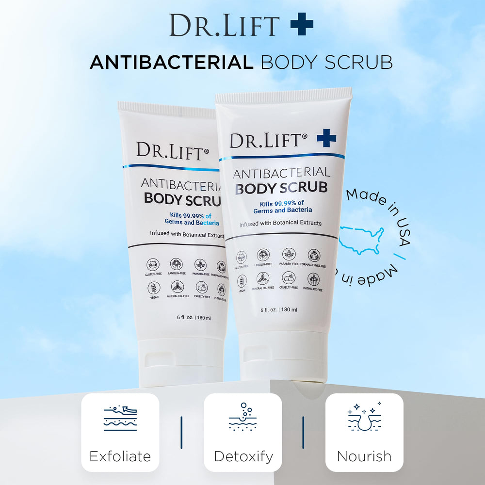 DR. LIFT exfoliante corporal, empaque atractivo que facilita el uso diario.