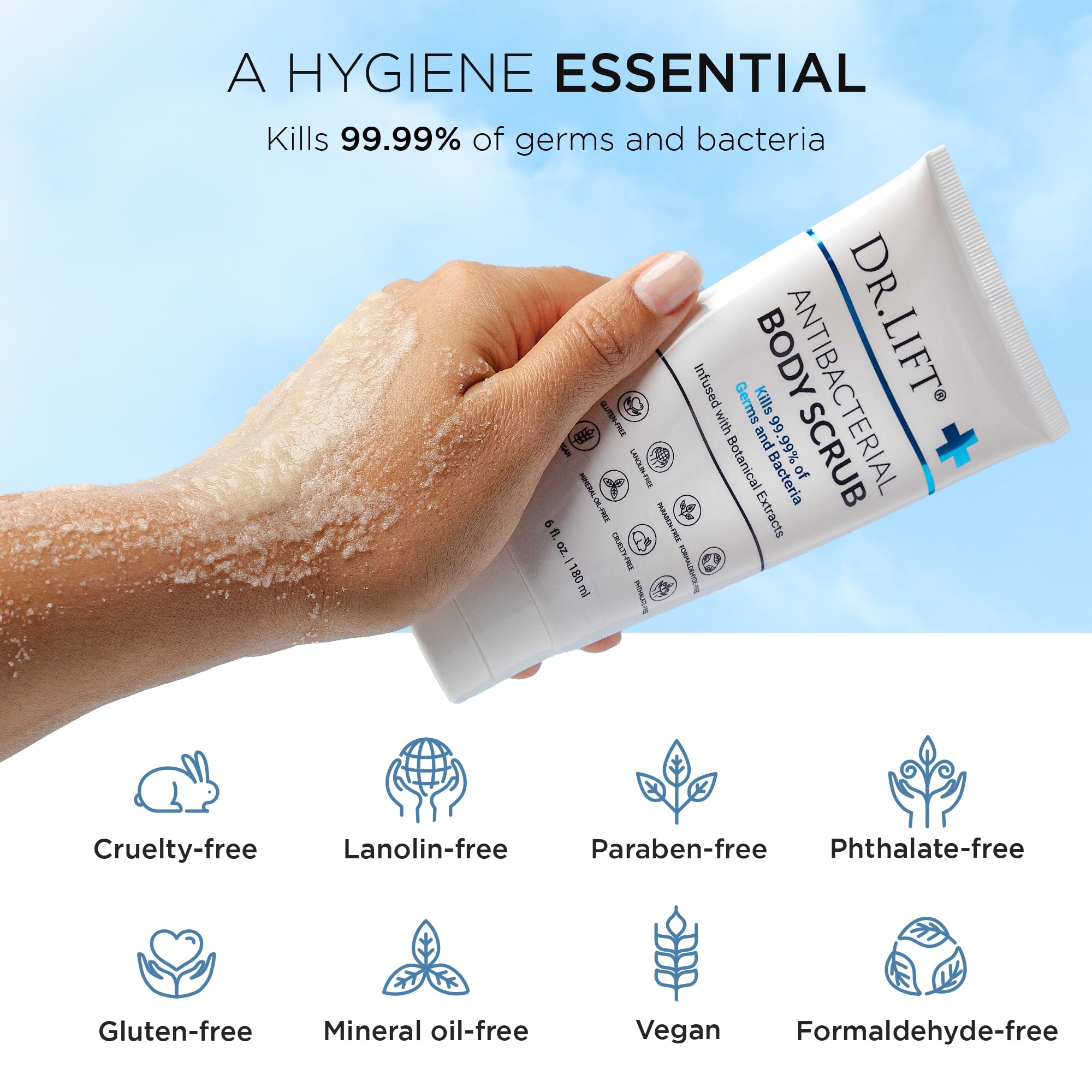 DR. LIFT exfoliante corporal con lavanda, aroma relajante para el cuidado diario.