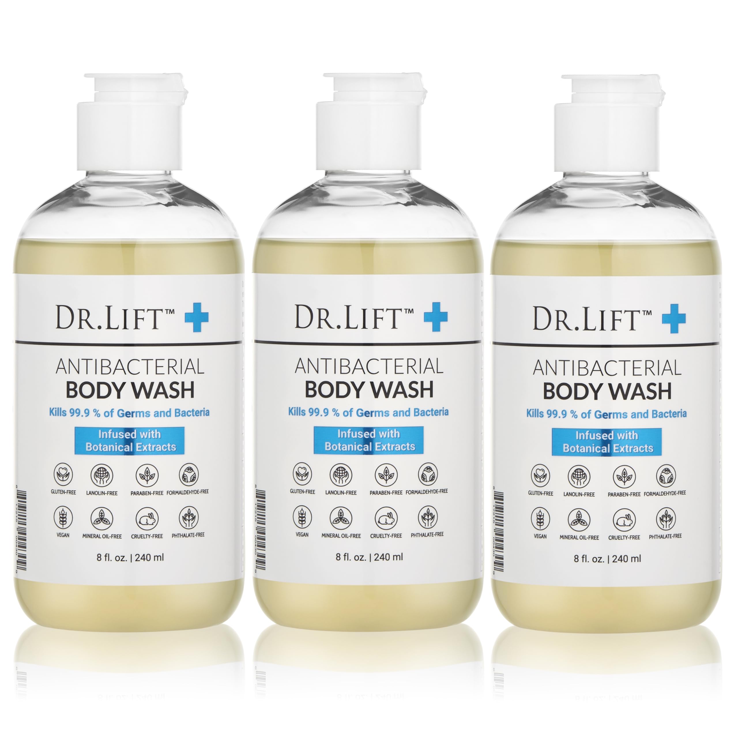 DR. LIFT gel de ducha antibacteriano en paquete de 3, lavado suave y seguro