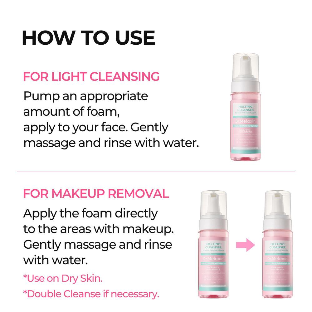 Dr.Melaxin Melting Cleanser, démaquillage rapide en une étape simple.