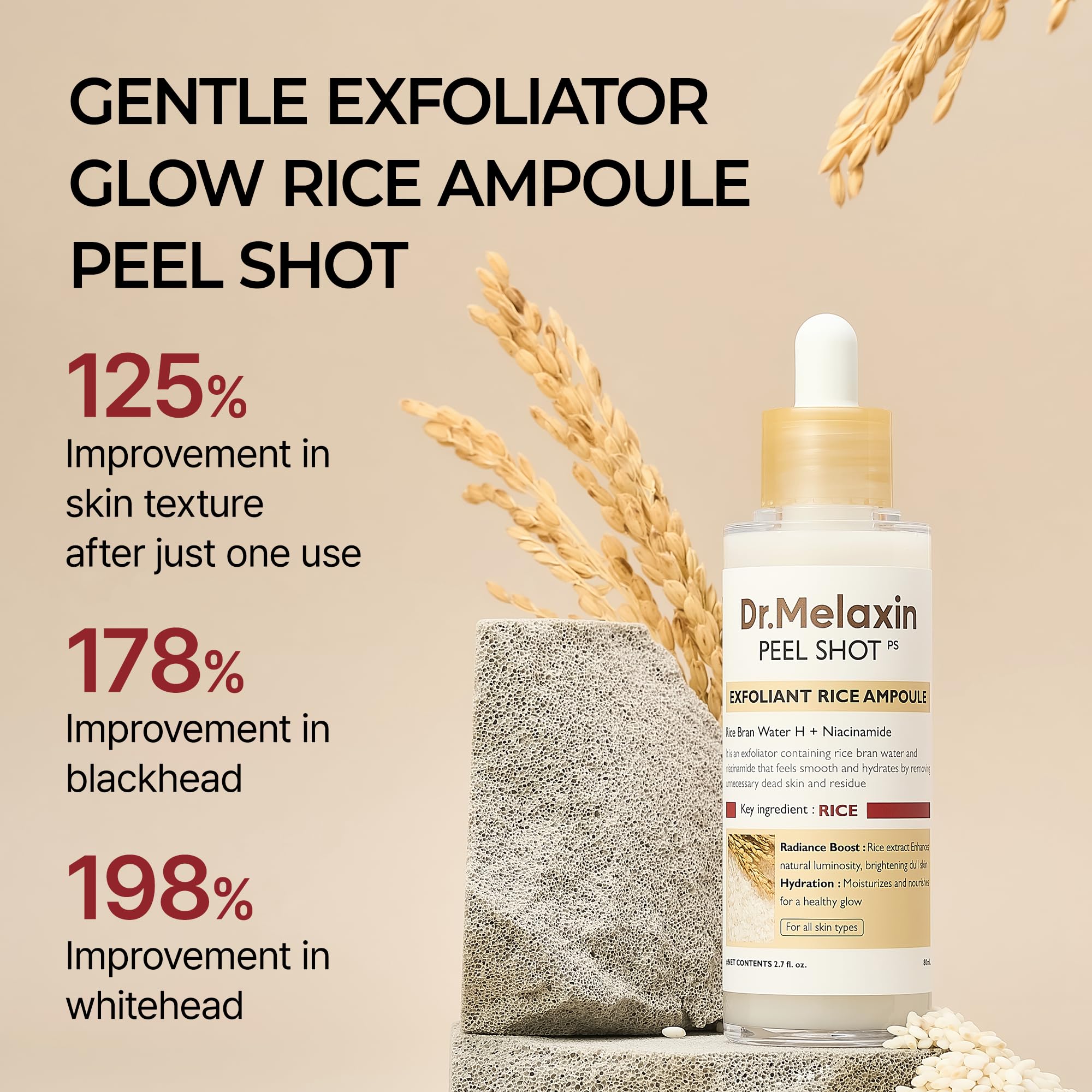 Dr.Melaxin Peel Shot Glow, textura sedosa lista para exfoliar y suavizar la piel
