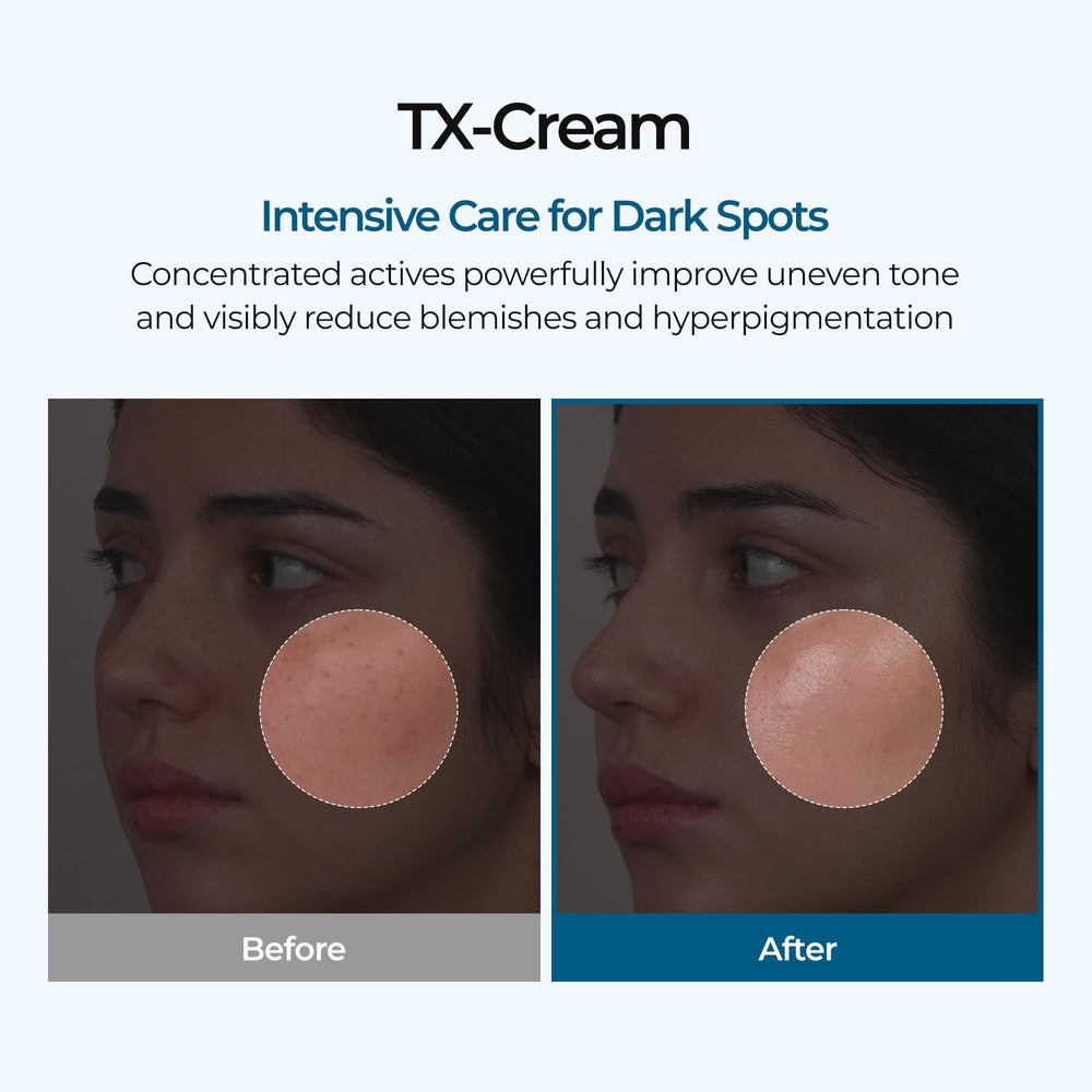 Dr.Melaxin TX crema aplicación diaria para tono más uniforme.