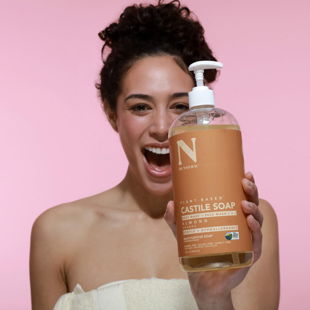 Cuidado del cabello con Dr. Natural jabón Castilla almendras