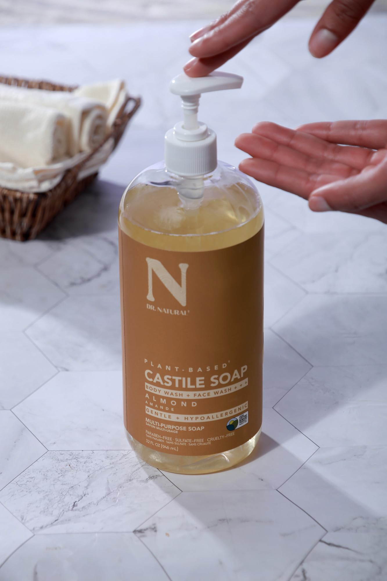 Uso familiar seguro con Dr. Natural jabón Castilla almendras