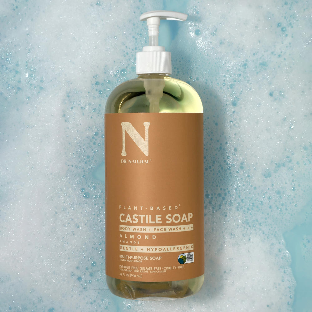 Versatilidad en baño y hogar con Dr. Natural jabón Castilla almendras