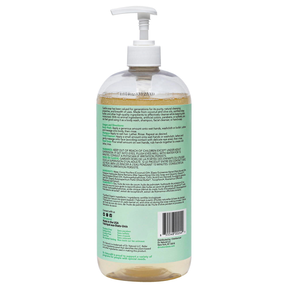 Dr Natural Jabón Castilla líquido – aroma a eucalipto, experiencia fresca en la ducha.