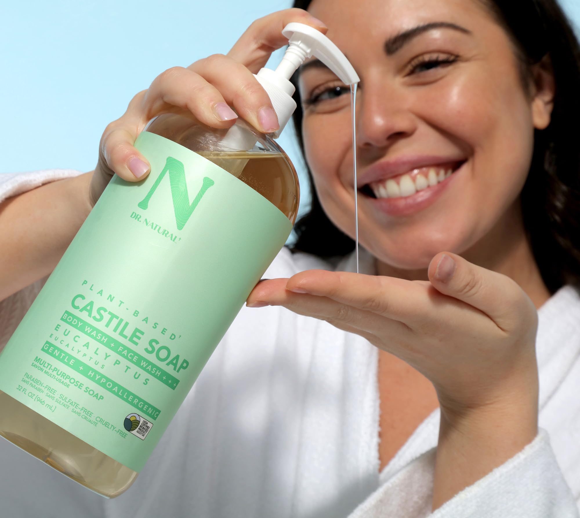 Dr Natural Jabón Castilla líquido – ducha, limpieza multiuso para cuerpo y manos.