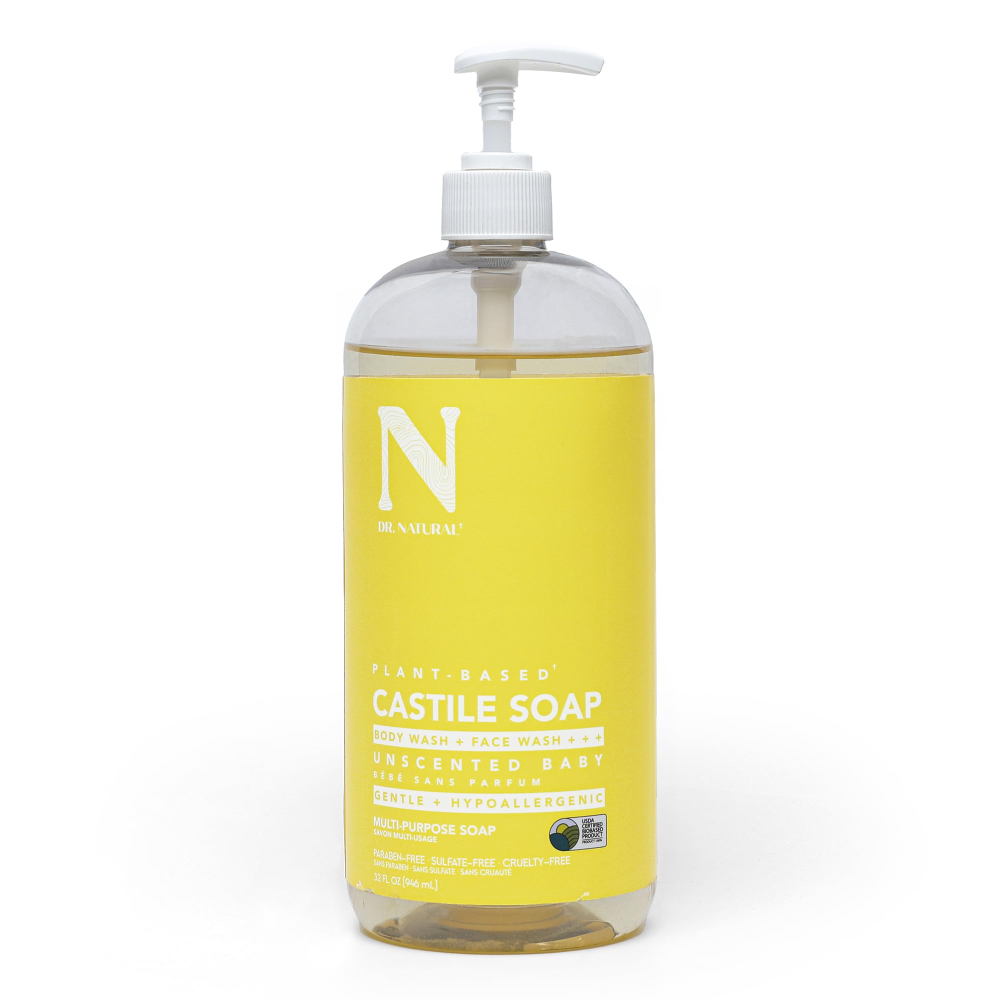 Dr. Natural jabón castilla líquido para todo el cuerpo, limpieza suave