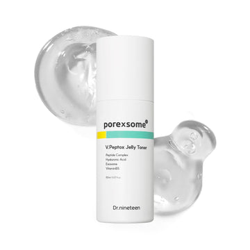 Dr.nineteen V.Peptox Jelly Toner bottle pour shows pore care and hydration benefits