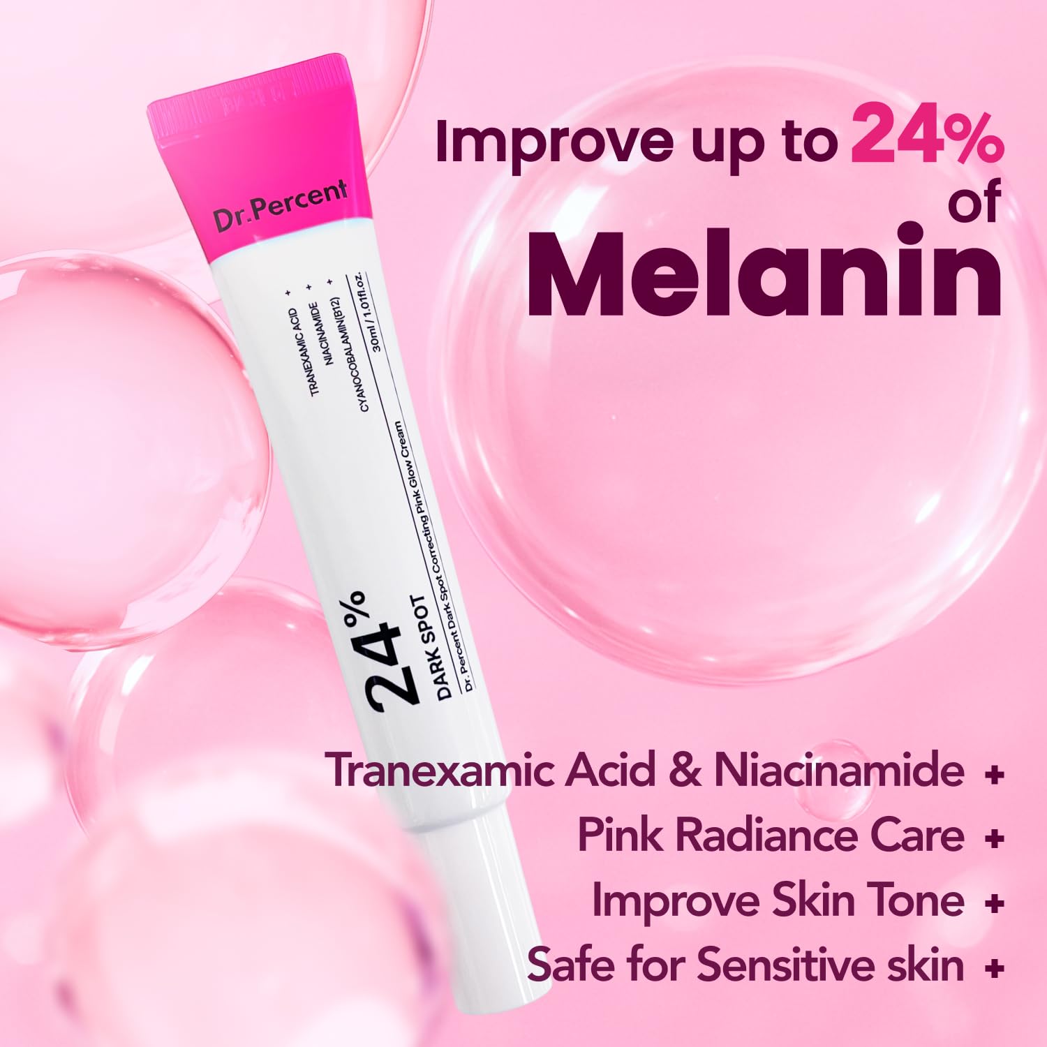 dr.percent textura crema sin irritación en primer plano, ideal para uso nocturno