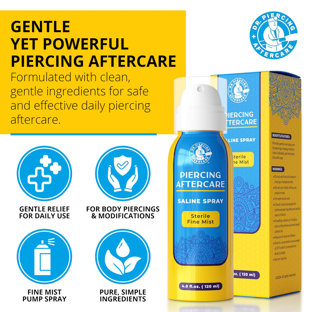 Bruma suave de Dr. Piercing Aftercare para aplicar en el piercing.