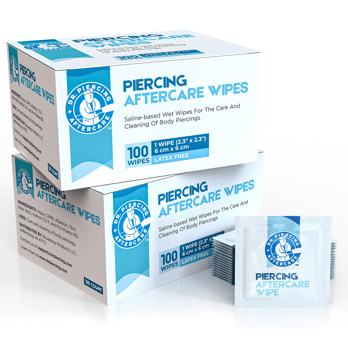 DR. PIERCING AFTERCARE: empaque-200-unidades para limpieza suave de piercings