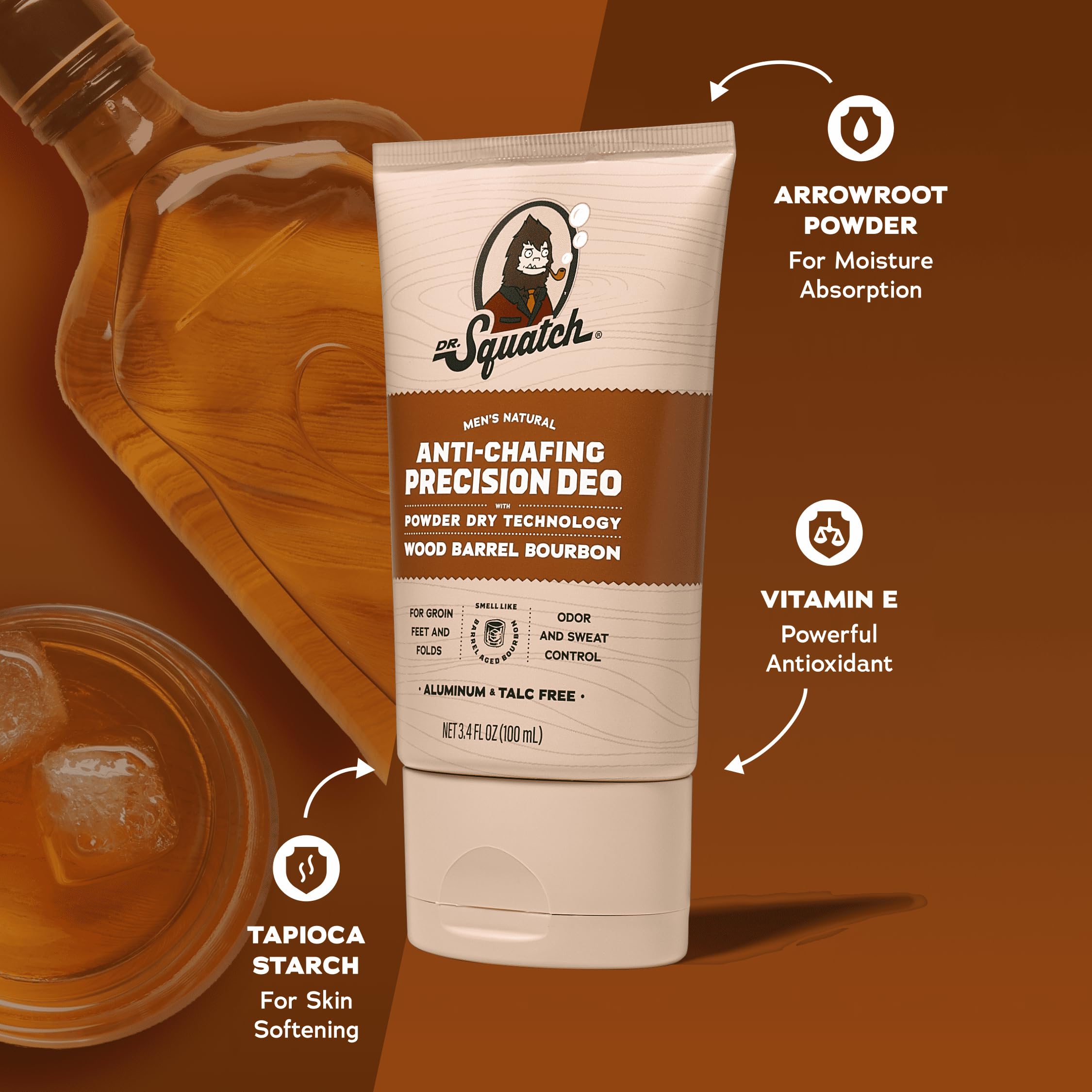 Dr. Squatch absorcion-sudor ayuda a mantener la piel fresca todo el día