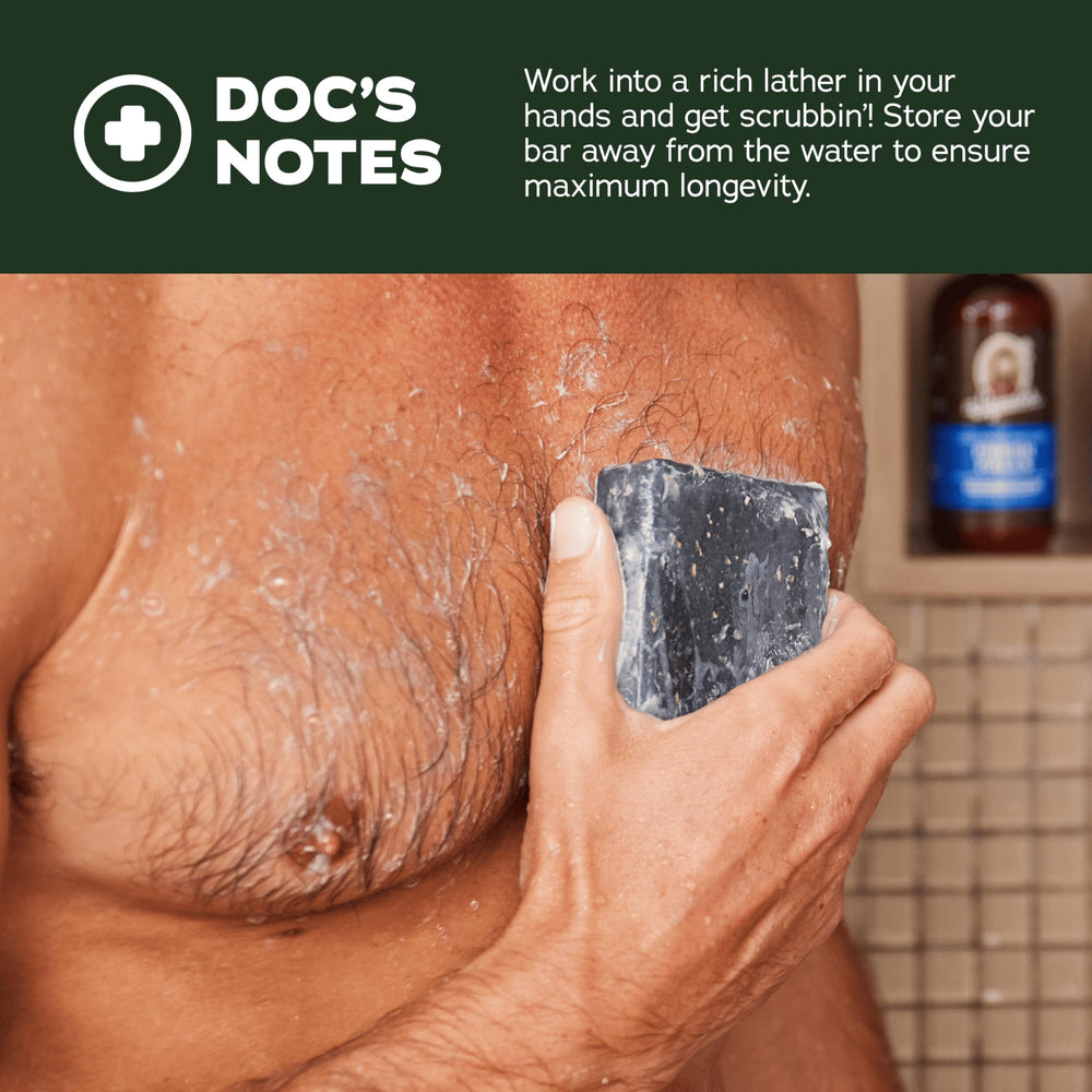 Dr. Squatch Birchwood Breeze bar soap—earthy scent with gentle exfoliation.