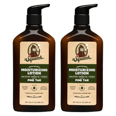 Dr. Squatch lotion Pine Tar dans sa bouteille, hydratation durable pour la peau.