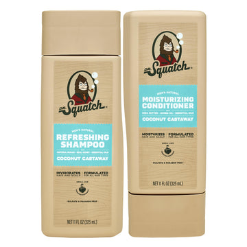 Dr. Squatch Coconut Castaway shampoo, botella elegante para cabello suave y aroma fresco