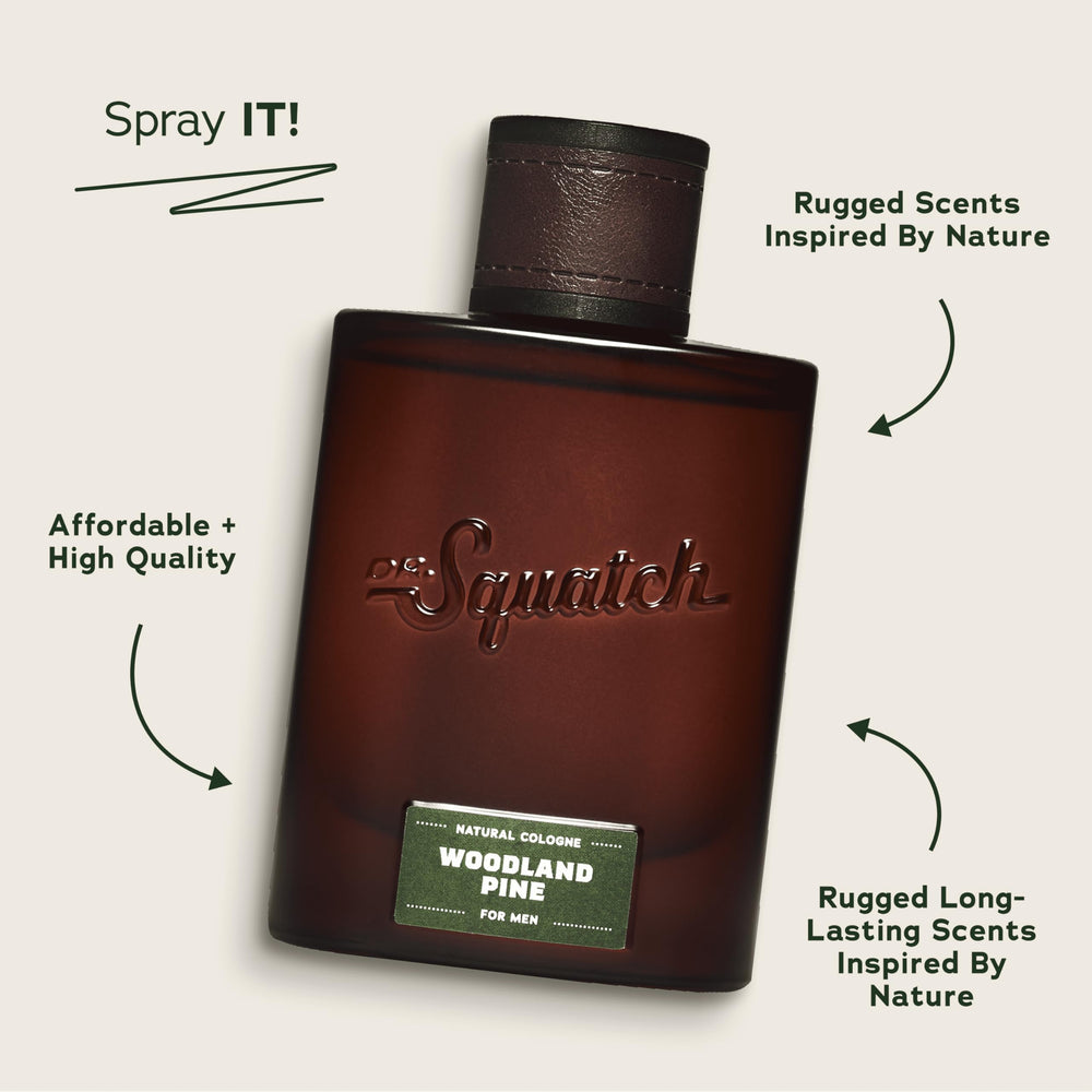 Aplicación en cuello y muñecas de Dr. Squatch Woodland Pine para presencia diaria.