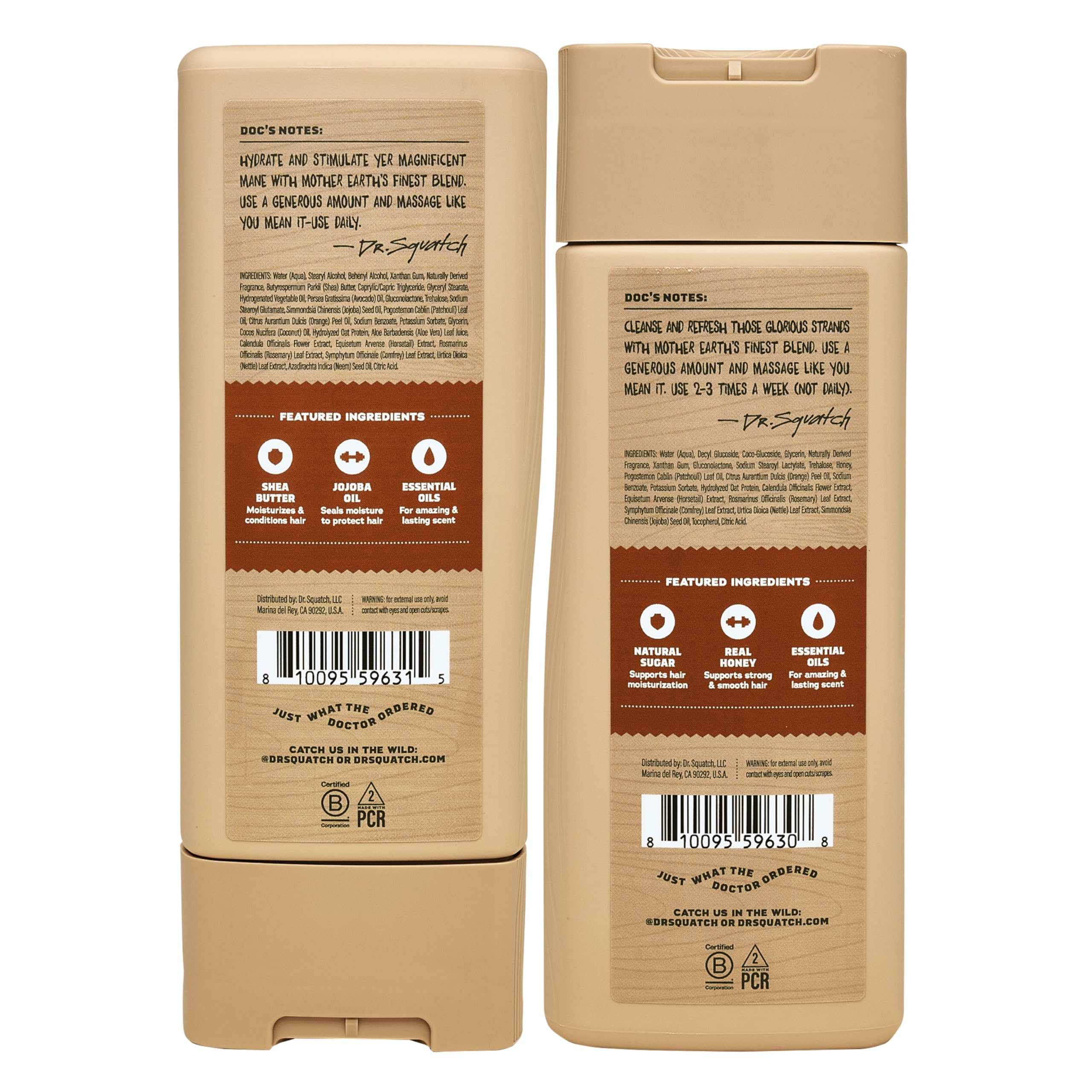 Dr. Squatch Conditionneur naturel Bourbon en bouteille, soin démêlant et doux.
