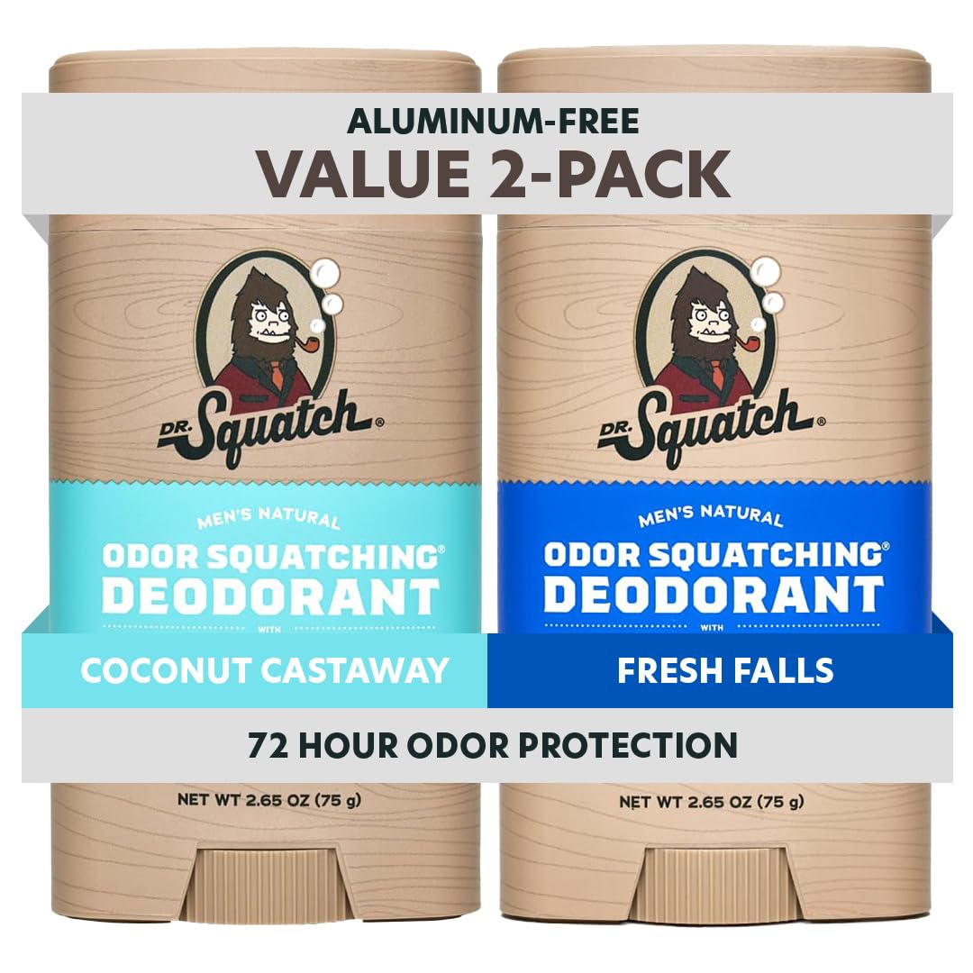Dr. Squatch desodorante natural en doble pack Coco Castaway, protección diaria.