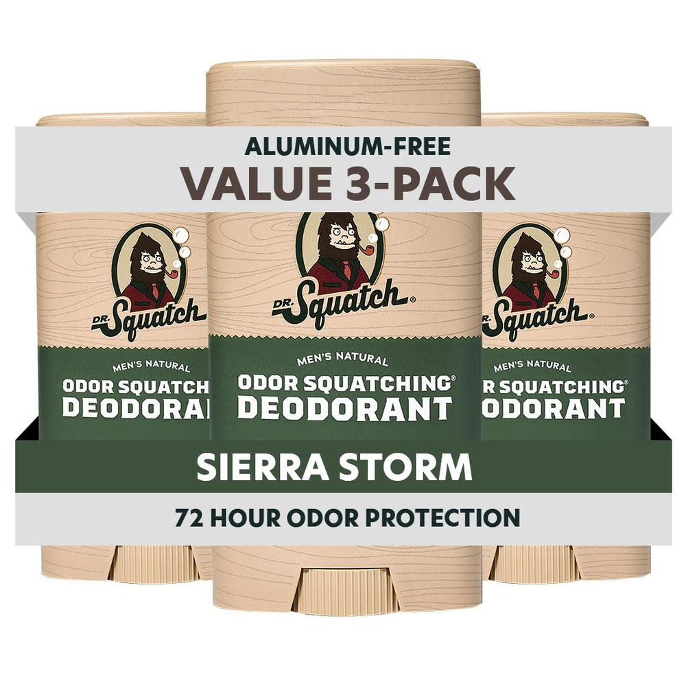 Dr. Squatch desodorante natural para hombres en empaque 2-pack con carbón y postbióticos.