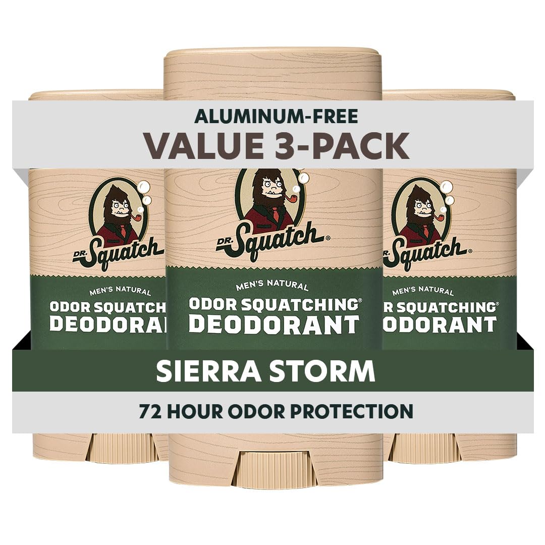 Dr. Squatch desodorante natural para hombres en empaque 2-pack con carbón y postbióticos.