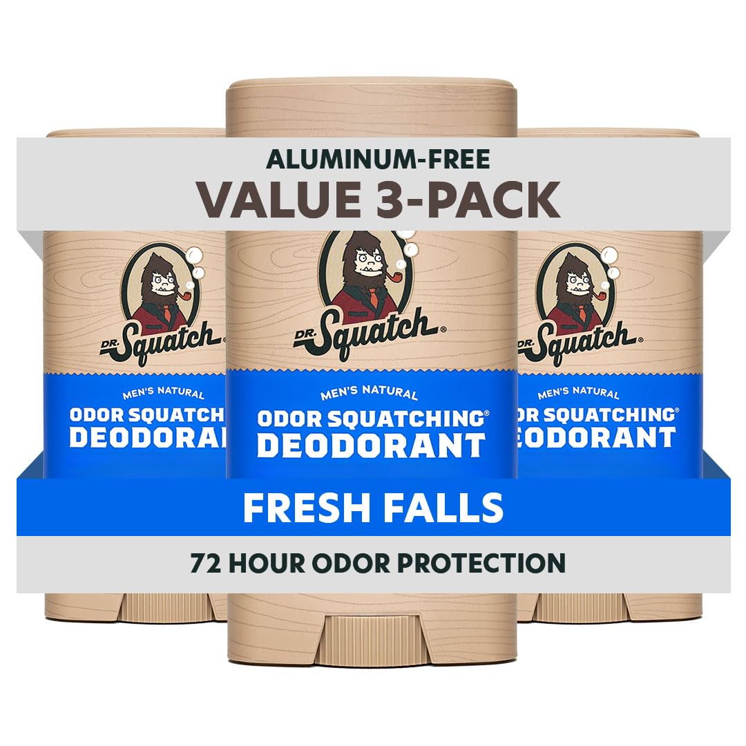 Dr. Squatch desodorante natural para hombres con carbón y postbiotics, control diario de olores.