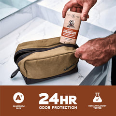Etiqueta de Dr. Squatch Desodorante Natural para hombre, ingredientes simples y uso seguro.