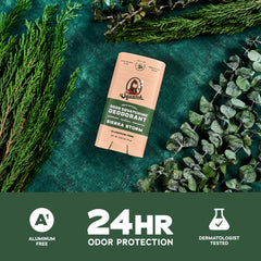Dr. Squatch Lumberjack Lodge desodorante natural para hombres, aroma robusto y protección diaria.
