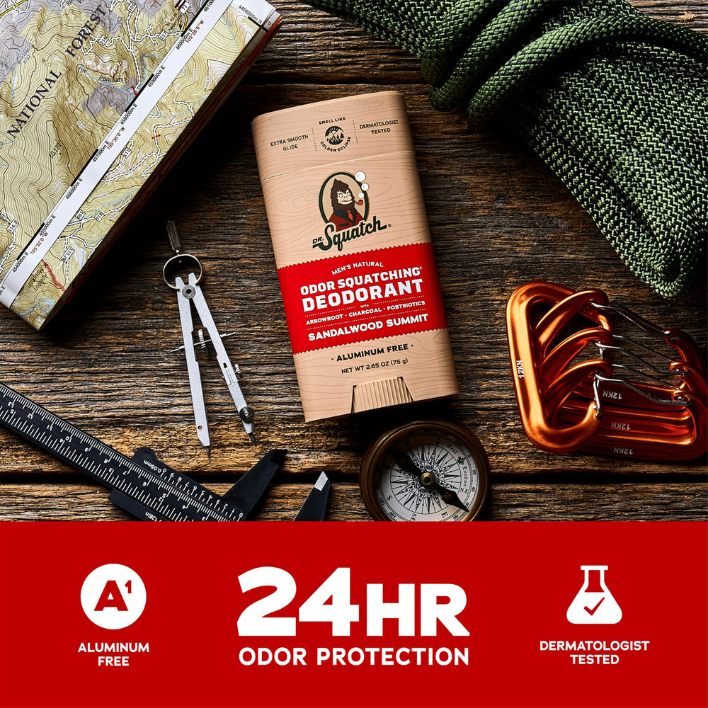 Dr. Squatch Sandalwood Summit, aplicación en barra tras la ducha para frescura duradera.