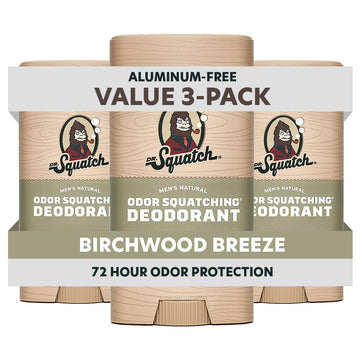 Dr. Squatch Desodorante Natural Birchwood Breeze en barra, pack triple para uso diario y protección duradera.