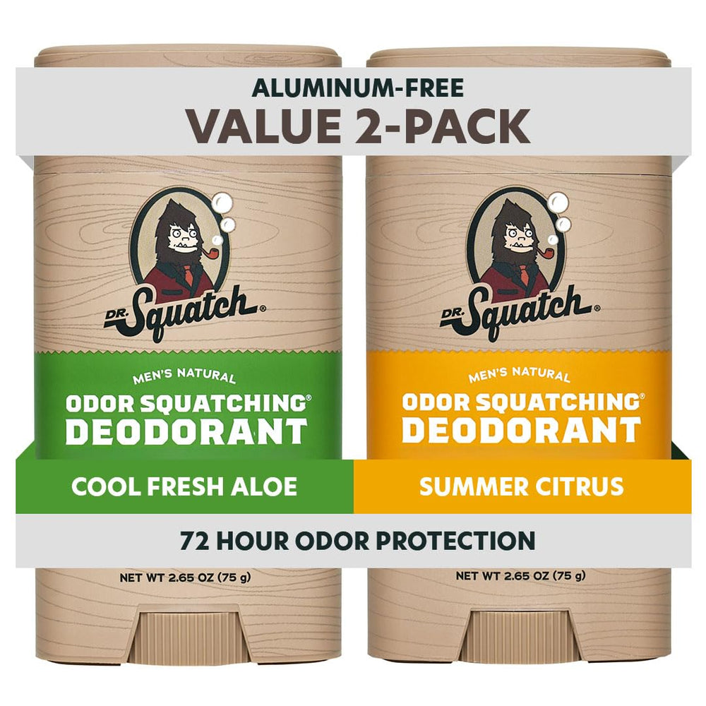 Desodorante natural Dr. Squatch con carbón activado y postbioticos para frescura diaria.