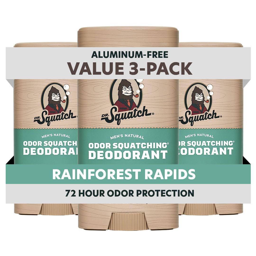 Dr. Squatch desodorante natural en stick Rainforest Rapids listo para uso diario.
