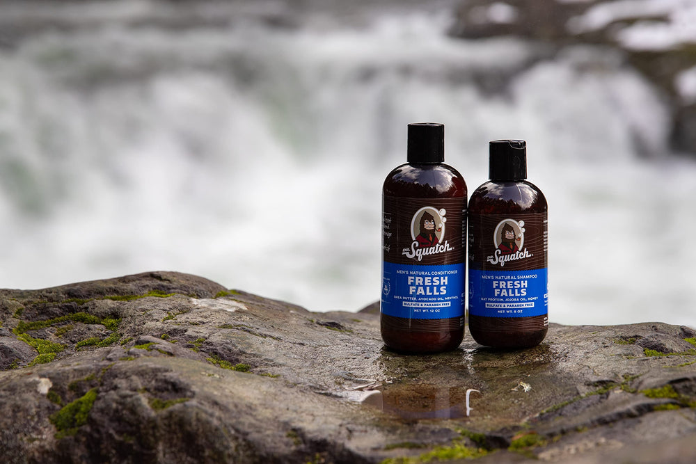 Dr. Squatch Fresh Falls, cuir chevelu apaisé, sensation rafraîchissante.