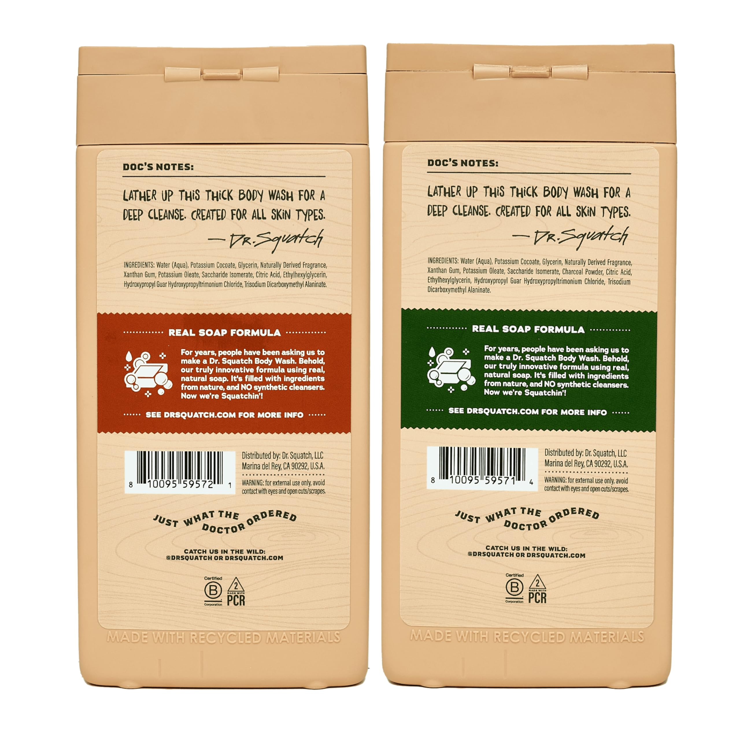 Botella de 14 oz de Dr. Squatch, fragancia masculina duradera para uso diario.