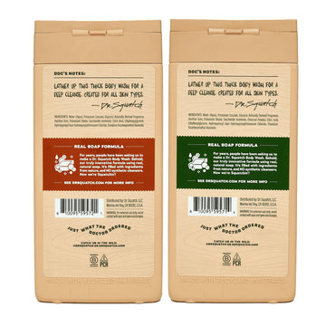 Botella de 14 oz de Dr. Squatch, fragancia masculina duradera para uso diario.