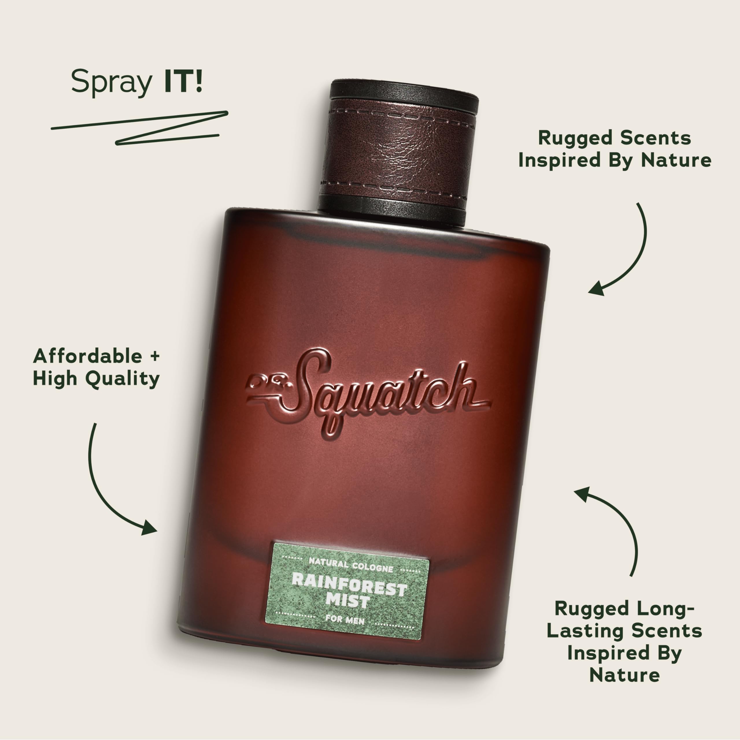 Rainforest Mist de Dr. Squatch rociado en puntos de pulso para duración.
