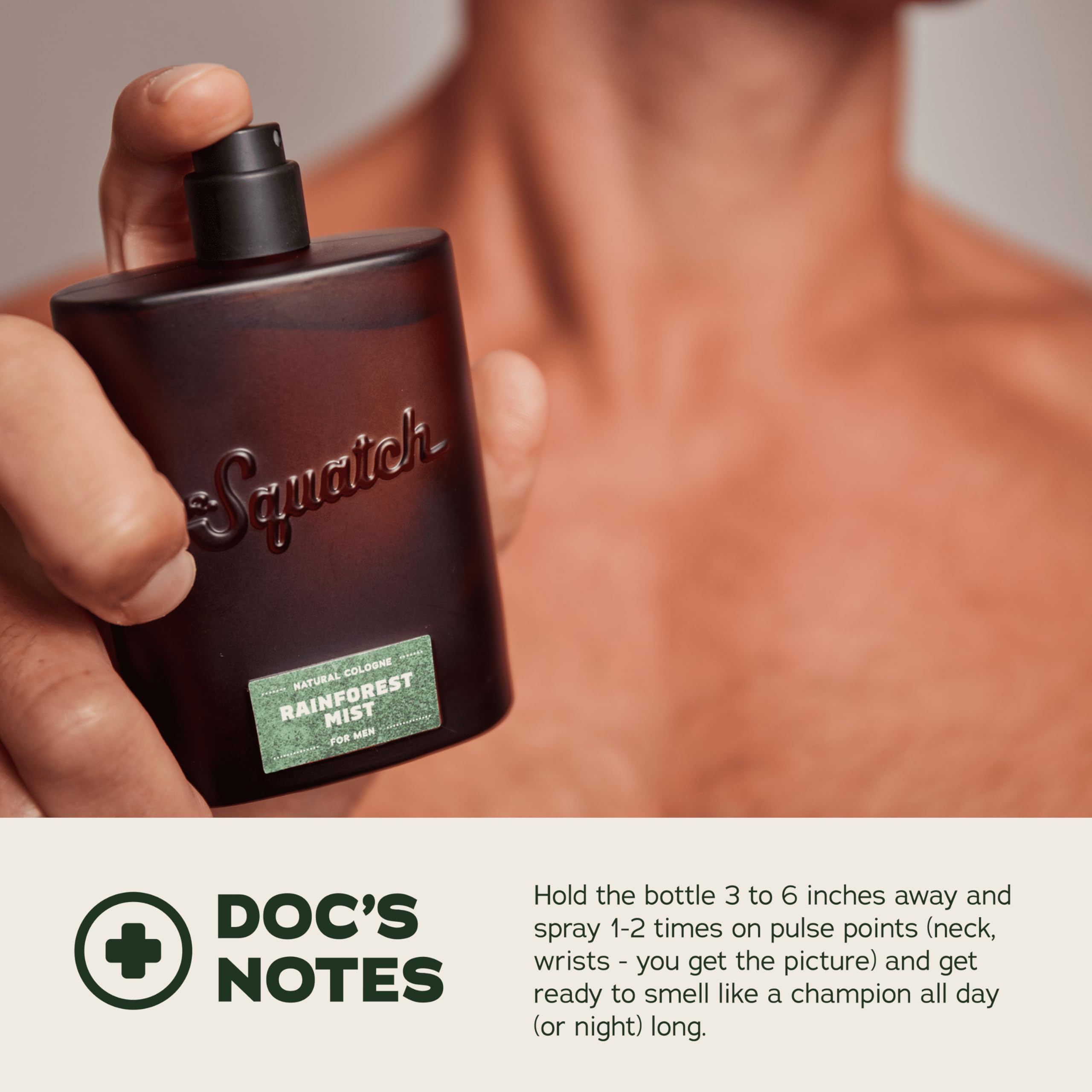 Dr. Squatch Rainforest Mist en uso diario para un frescor constante.