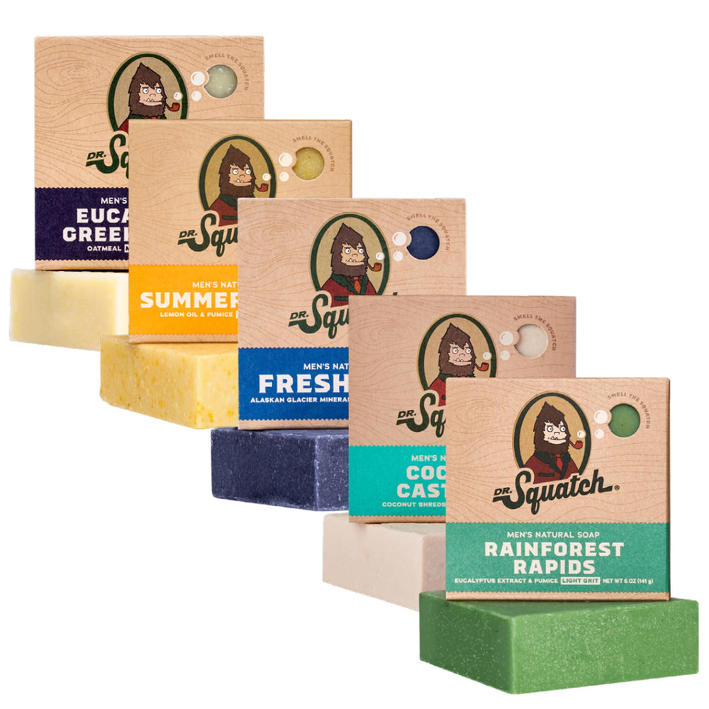 Dr Squatch Rainforest Rapidos Selva, jabón natural para piel limpia y aroma revitalizante.