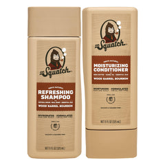 Dr. Squatch Shampoing naturel Bourbon en bouteille, parfum boisé pour cheveux propres.