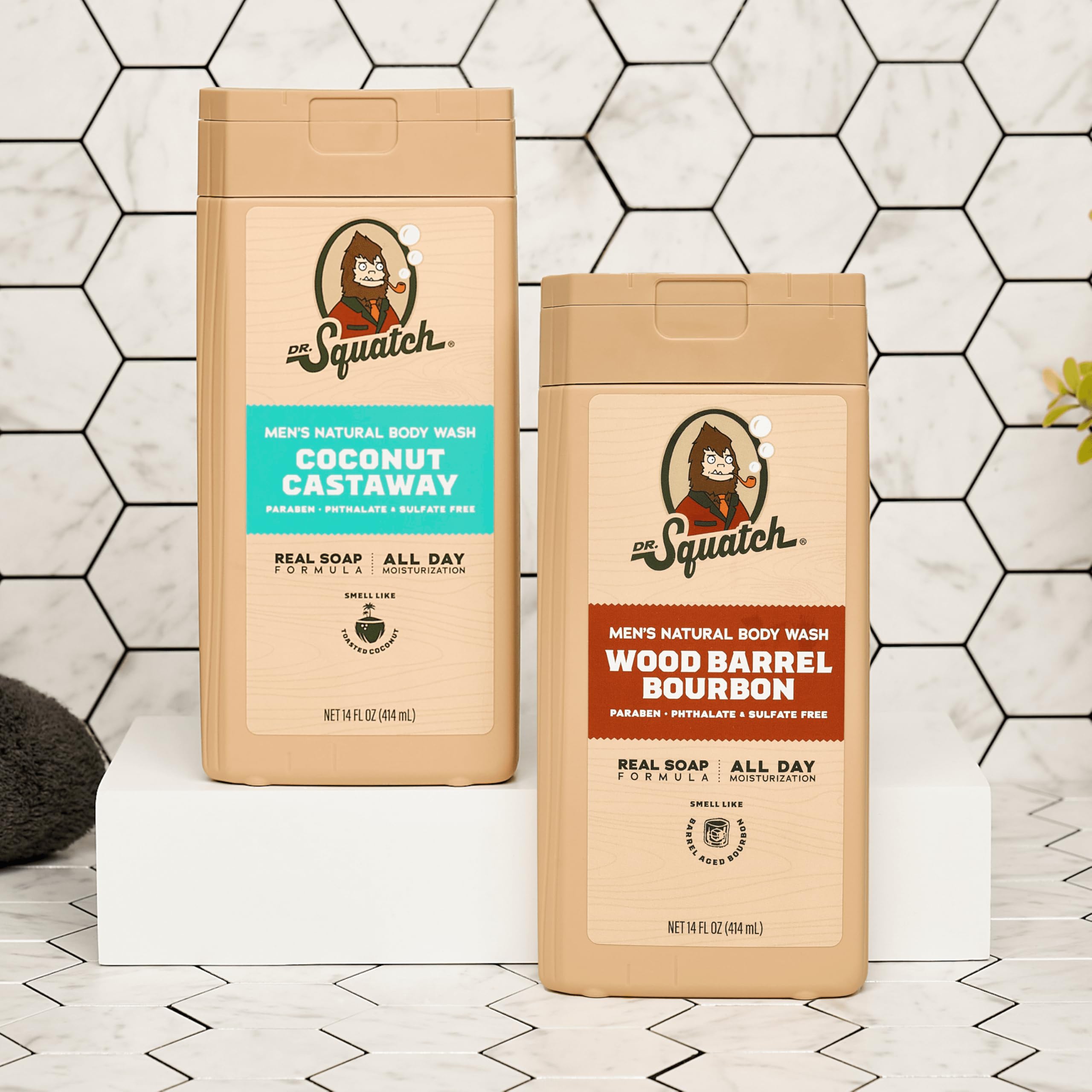 Dr. Squatch gel de ducha Coco Castaway, textura cremosa que genera espuma abundante