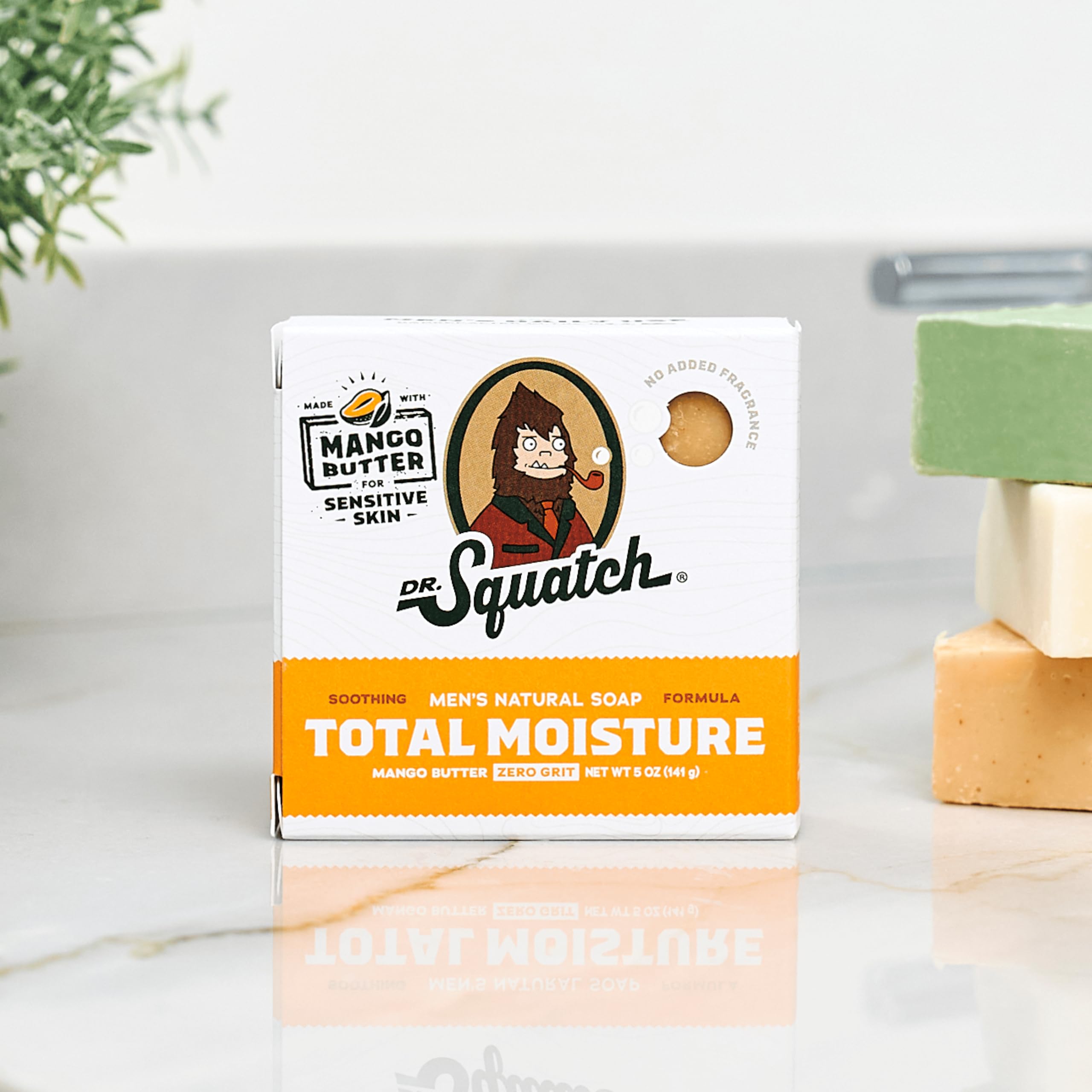 Dr. Squatch Total Moisture Bar formulado para hombres, hidratación suave.
