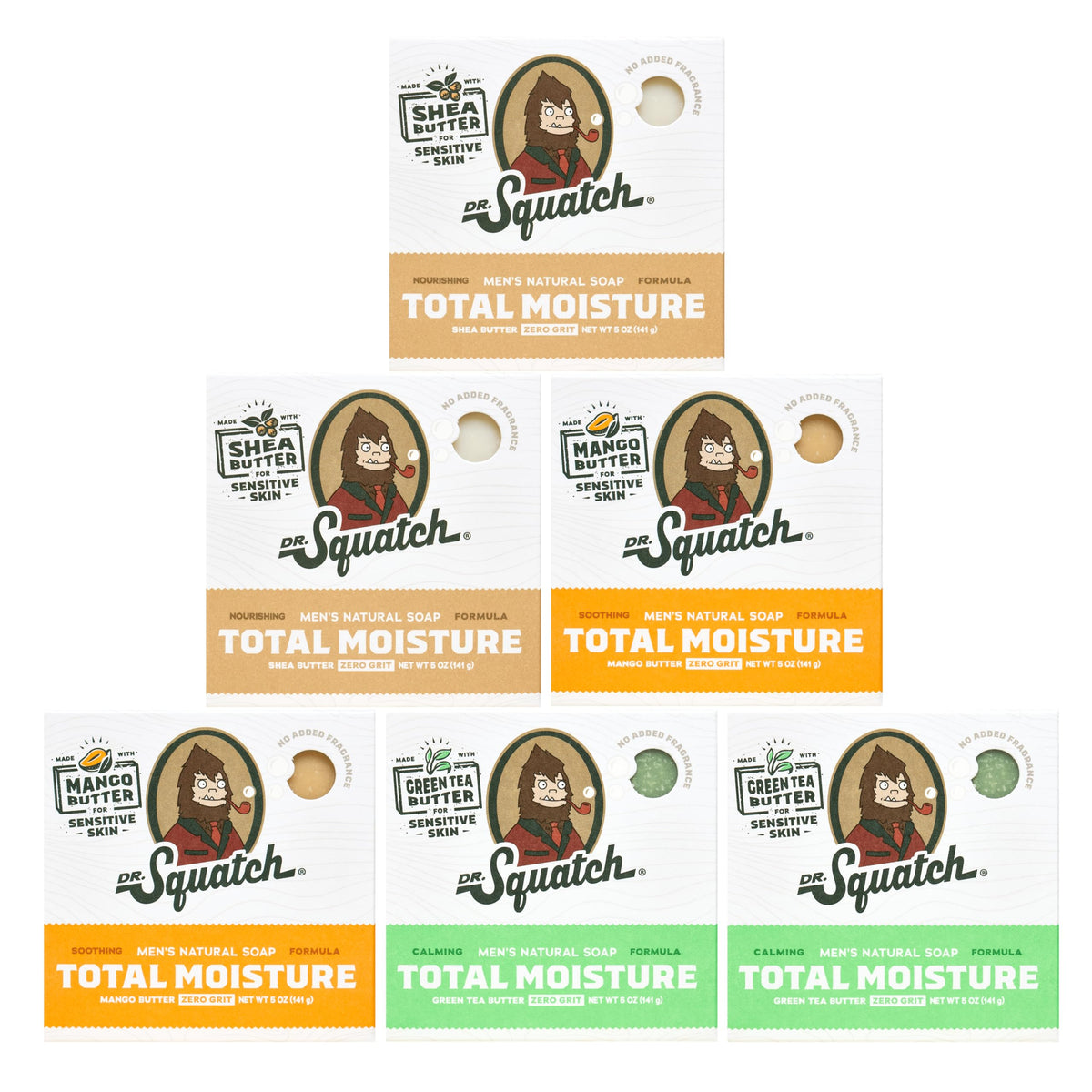 Dr. Squatch Total Moisture Bar sin fragancia, empaque compacto para piel sensible.